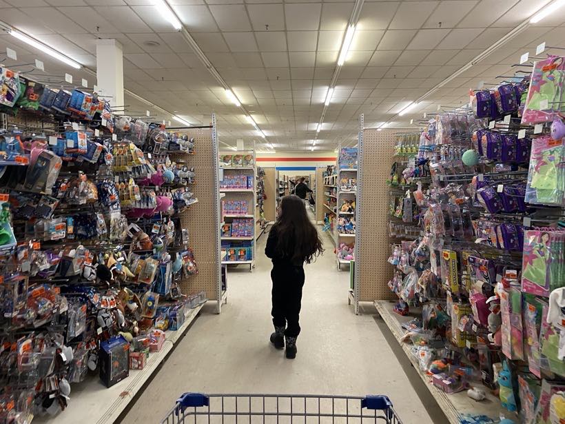 Wide toy aisle packed with deals